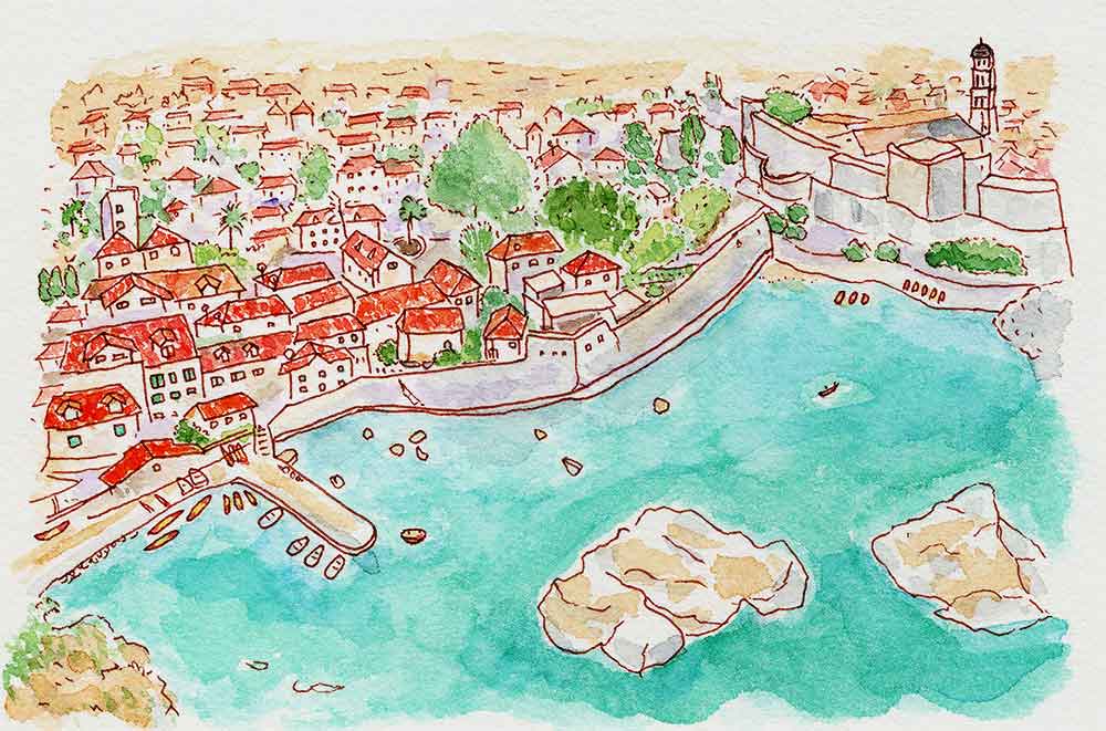 原画 ドブロブニク クロアチア 床屋 0版ア 油絵